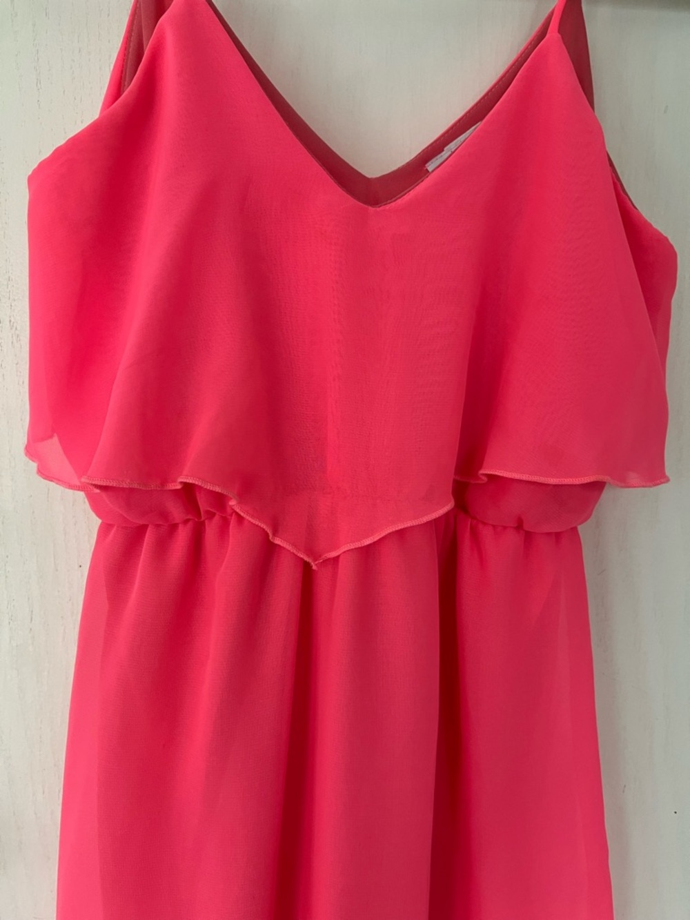 dELiA*s Bright Pink V-Neck Dress with Spaghetti Straps, lined and flowy, XS